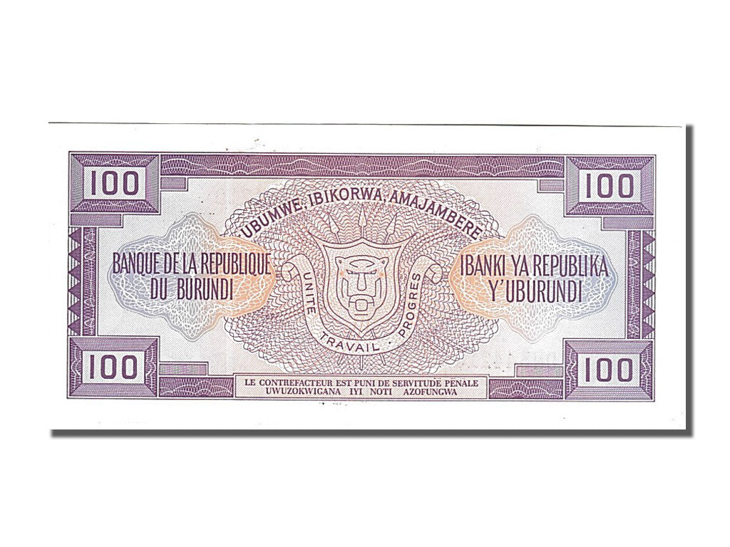 Burundi, 100 Francs, 1990, KM #29c, 1990-07-01, UNC(65-70), DN