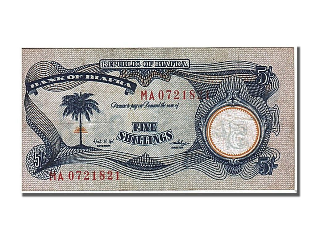 Biafra, 5 Shillings, 1968, KM #3a, AU(55-58), MA