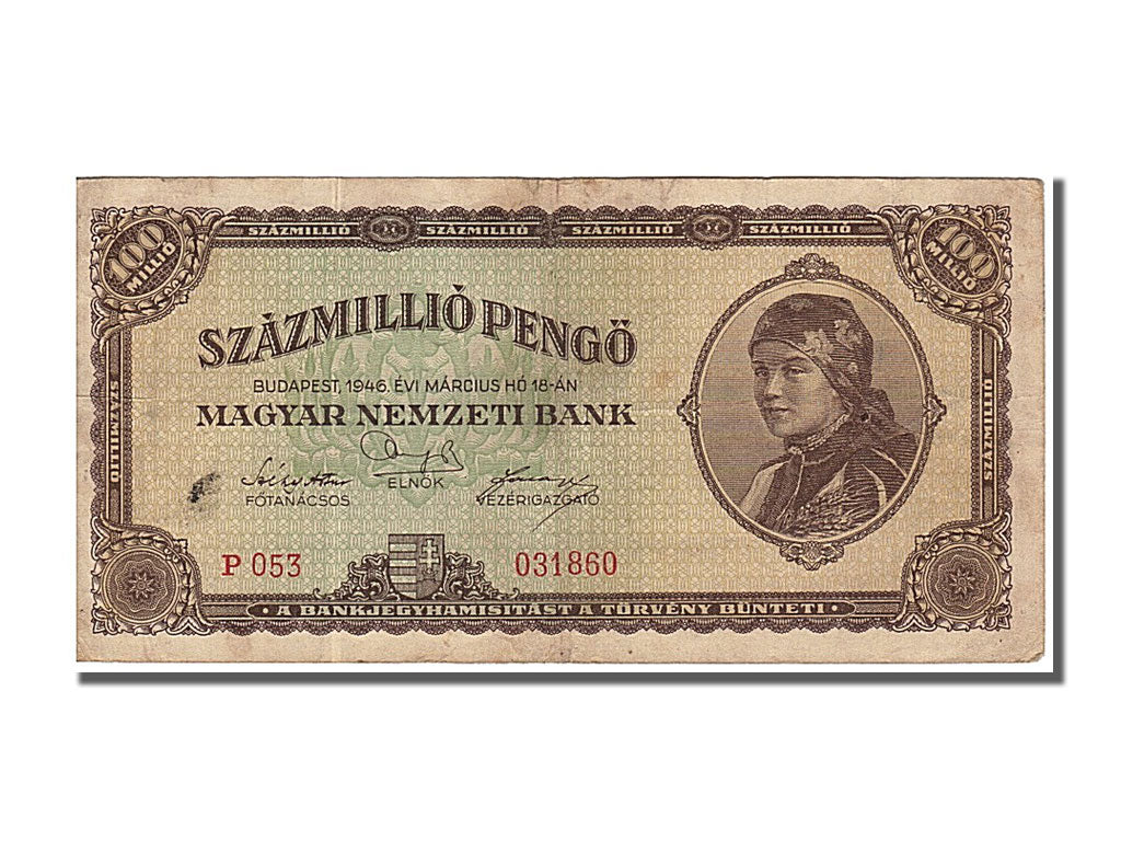 Billet, Hongrie, 100,000,000 Pengö, 1946, 1946-03-18, SUP
