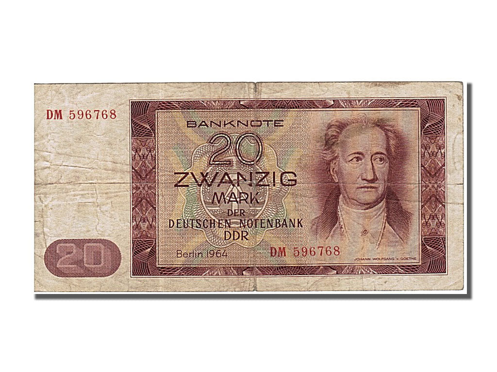 Germany - Democratic Republic, 20 Mark, 1964, KM #24a, EF(40-45), DM