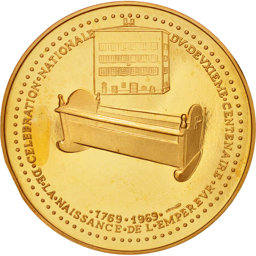 France, French Fifth Republic, History, Napoleon I, Medal,1969,MS(63),Gold,55 mm