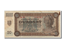 Slovakia, 20 Korun, 1942, 1942-09-11, EF(40-45), Sn 21