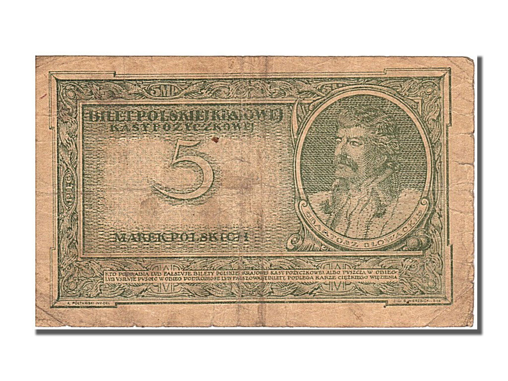 Poland, 5 Marek, 1919, KM #20a, 1919-05-17, VF(30-35), IJ