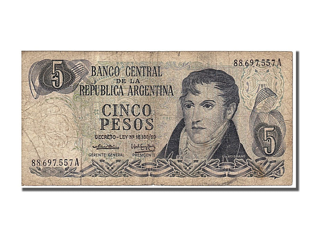 Argentina, 5 Pesos, 1974, KM #294, EF(40-45), A
