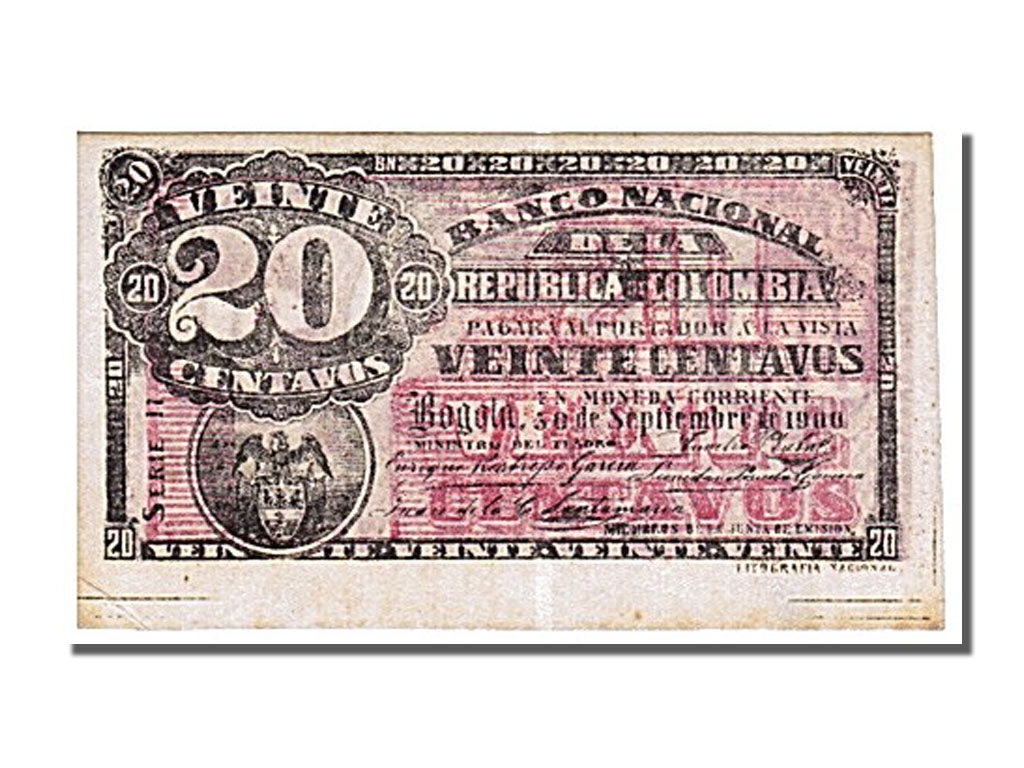 Colombia, 20 Centavos, 1900, KM #264, 1900-09-30, UNC(65-70), 114685