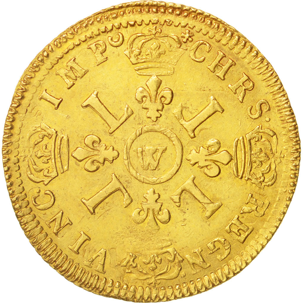 Frankreich, Louis XIV, Louis d'or aux 4 L, 1693 W, Lille, AU(50-53), KM 302.20