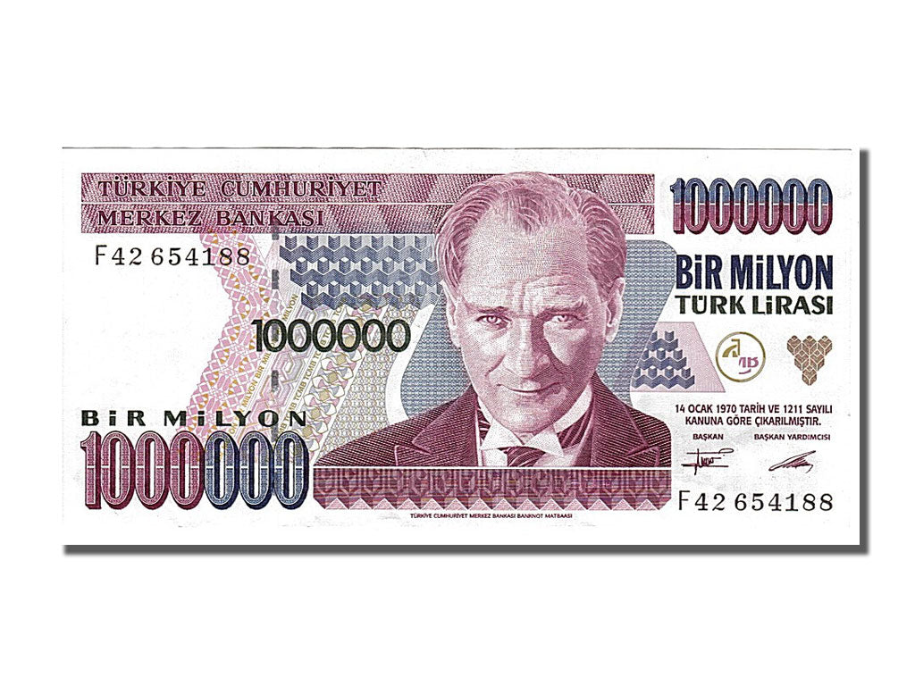 Turkey, 1,000,000 Lira, 1995, KM #209, AU(55-58), F