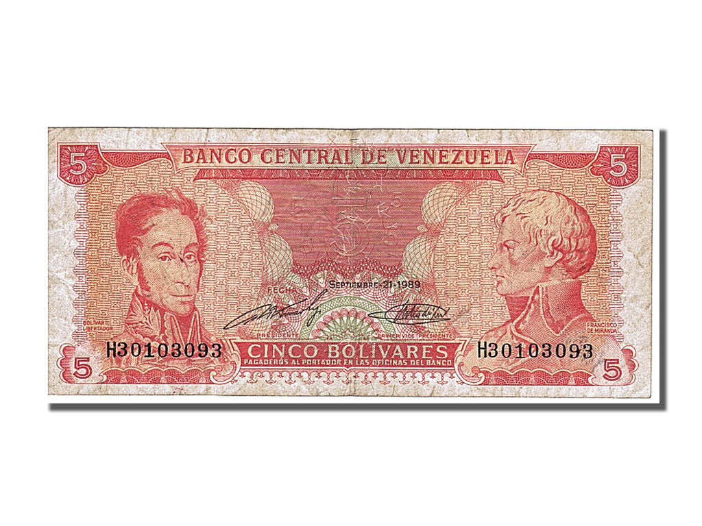 Venezuela, 5 Bolivares type 1989