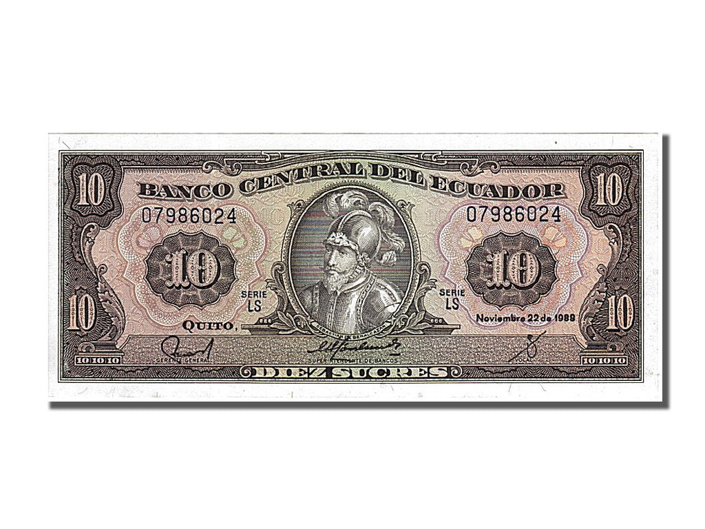 Banknote, Ecuador, 10 Sucres, 1988, 1988-11-22, KM:121, EF(40-45)