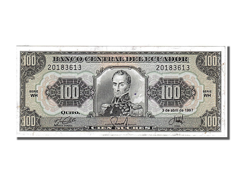 Ecuador, 100 Sucres, 1997, KM #123Ad, 1997-04-03, EF(40-45), WH
