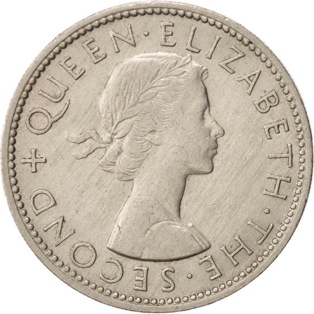 New Zealand, Elizabeth II, Florin, 1965, AU(55-58), Copper-nickel, KM:28.2