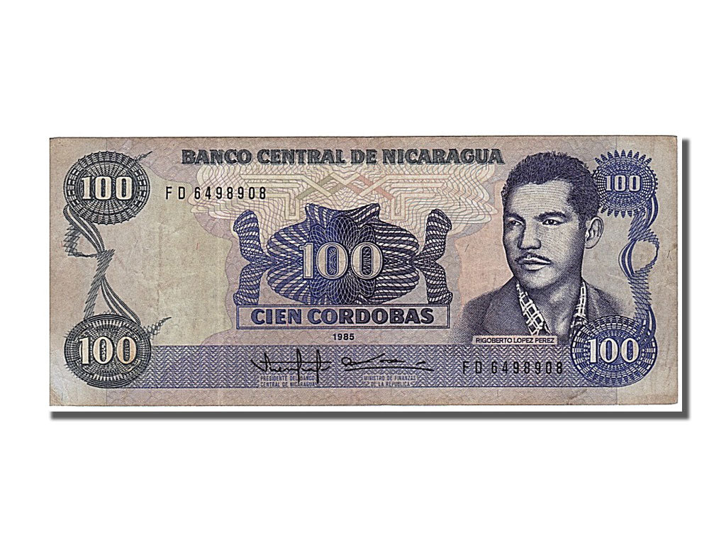 Nicaragua, 100 Córdobas, 1985, KM #154, AU(55-58), FD