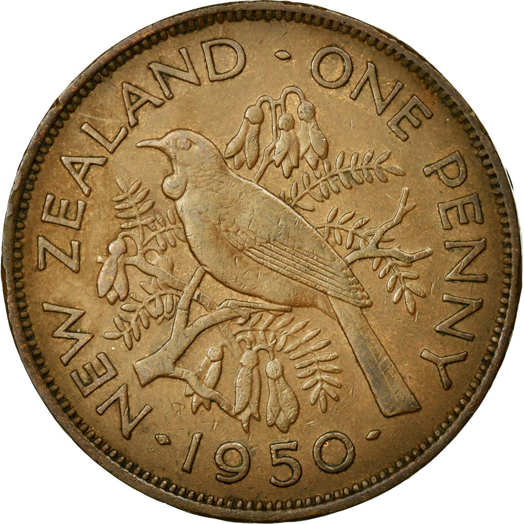 Coin, New Zealand, George VI, Penny, 1950, EF(40-45), Bronze, KM:21