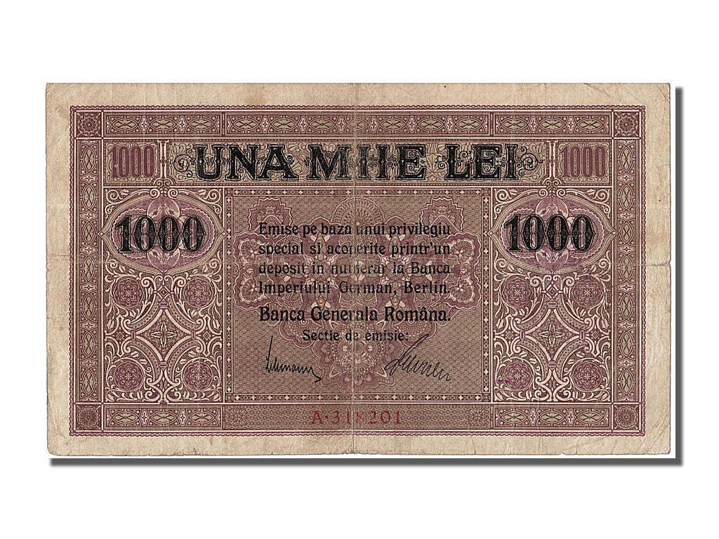 Romania, 1000 Lei, 1917, KM #M8, AU(50-53), A
