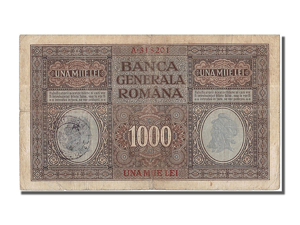 Romania, 1000 Lei, 1917, KM #M8, AU(50-53), A