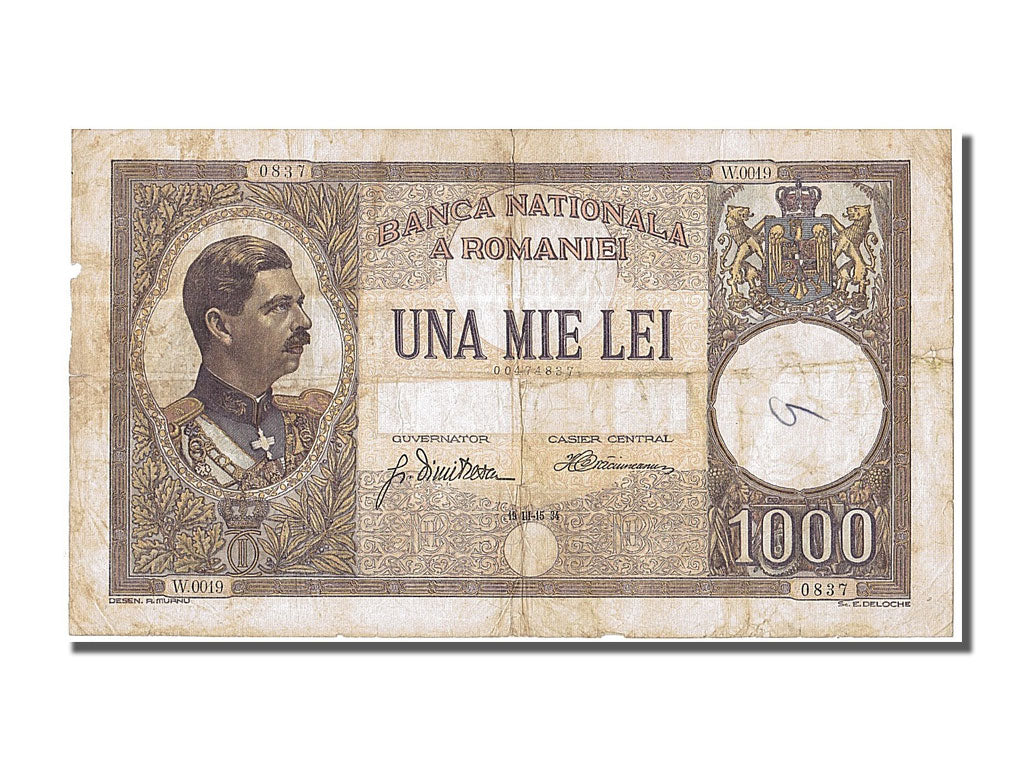 Romania, 1000 Lei, 1934, KM #37a, 1934-03-15, VF(30-35), W.0019