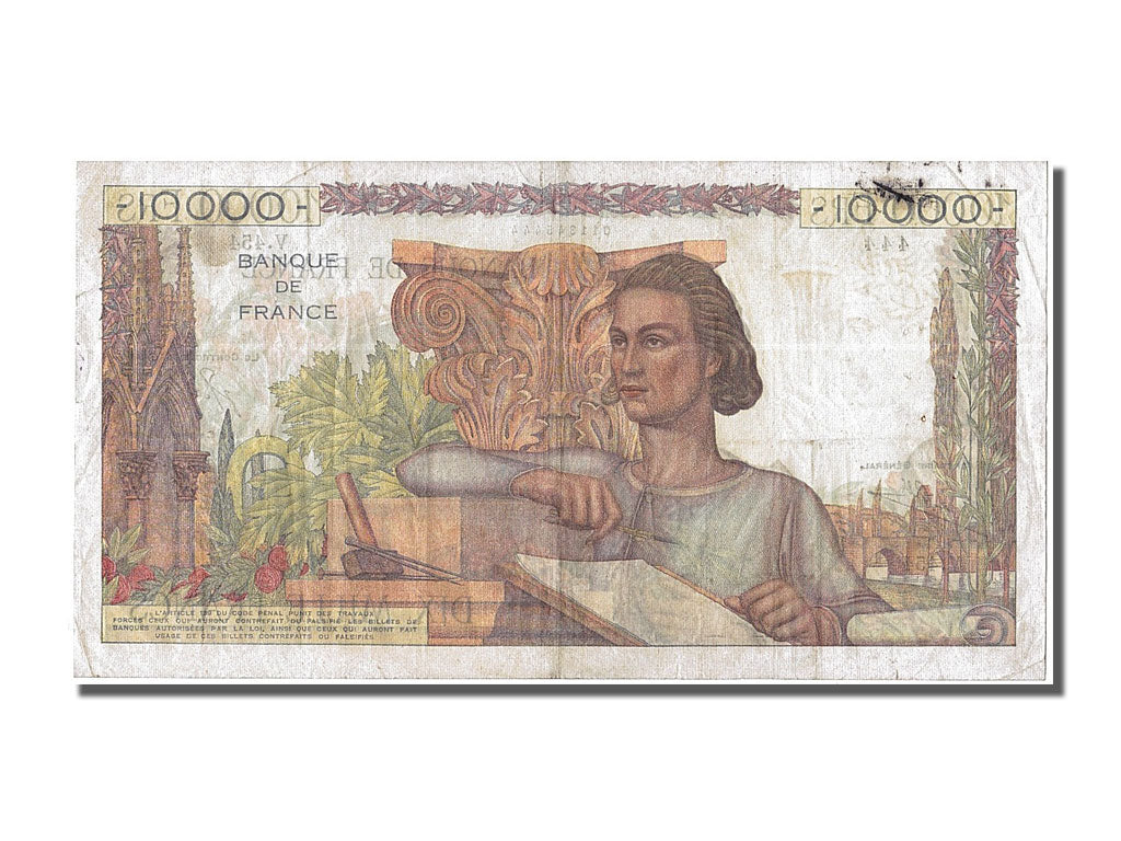 France, 10,000 Francs, 10 000 F 1945-1956 ''Génie Français'', 1947, KM #132a, 19