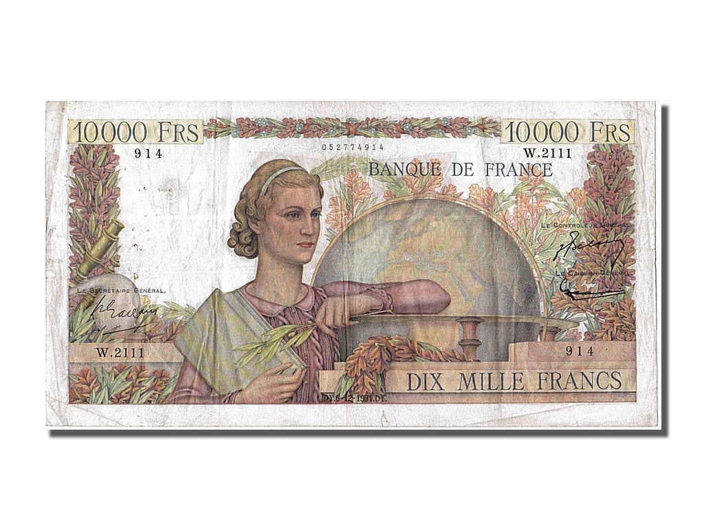 Banknote, France, 10,000 Francs, 10 000 F 1945-1956 ''Génie Français'', 1951