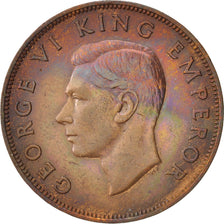 New Zealand, George VI, Penny, 1947, AU(55-58), Bronze, KM:13
