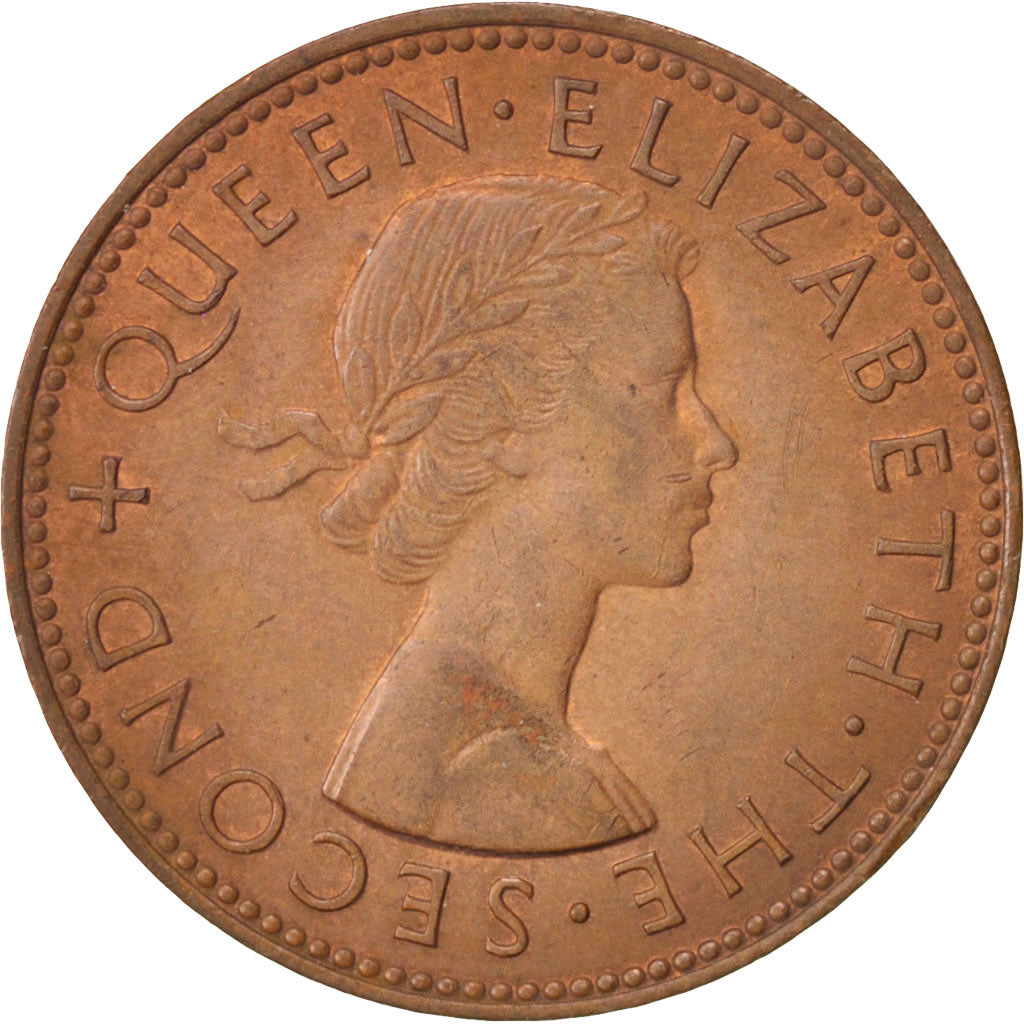 New Zealand, Elizabeth II, 1/2 Penny, 1964, MS(60-62), Bronze, KM:23.2