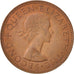 New Zealand, Elizabeth II, 1/2 Penny, 1964, MS(60-62), Bronze, KM:23.2