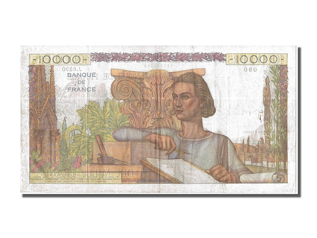 France, 10,000 Francs, 10 000 F 1945-1956 ''Génie Français'', 1954, KM #132d, 19