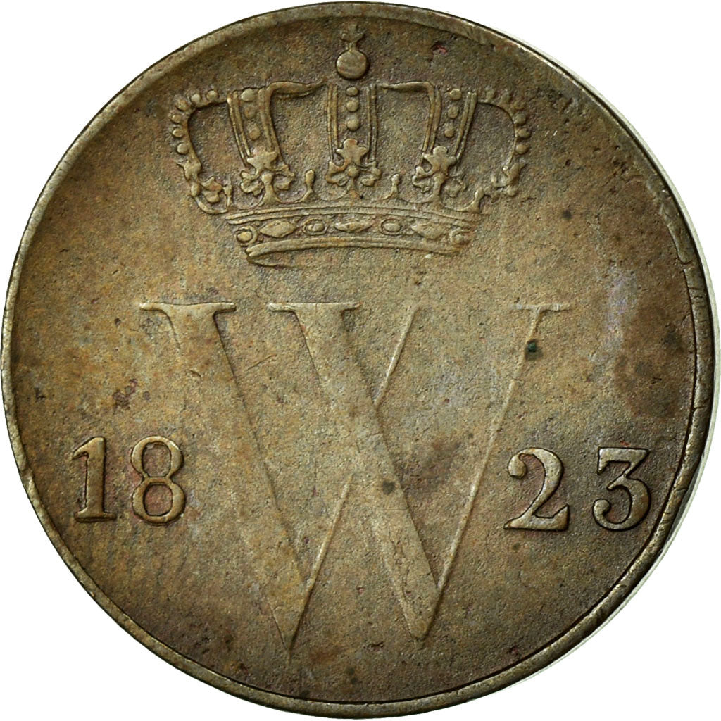 Coin, Netherlands, William I, 1/2 Cent, 1823, Brussels, EF(40-45), Copper, KM:51