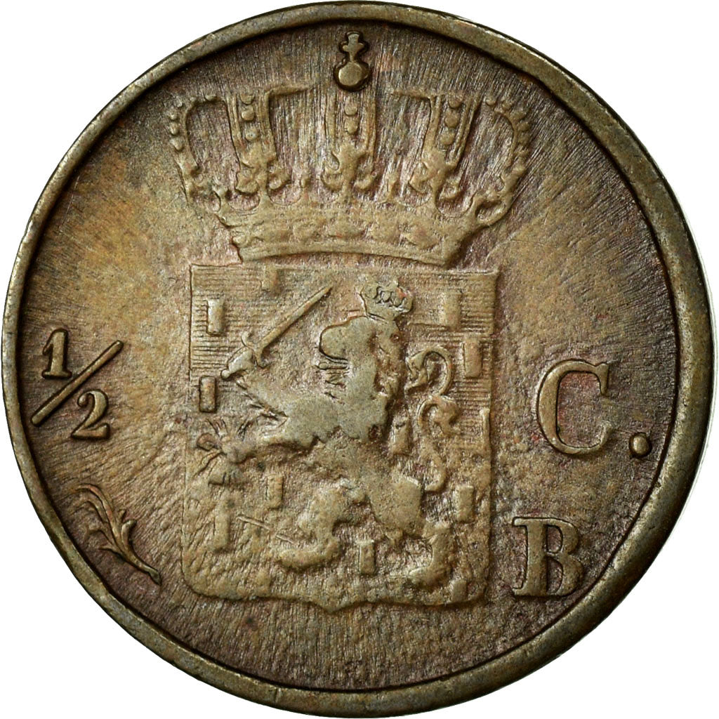 Coin, Netherlands, William I, 1/2 Cent, 1823, Brussels, EF(40-45), Copper, KM:51