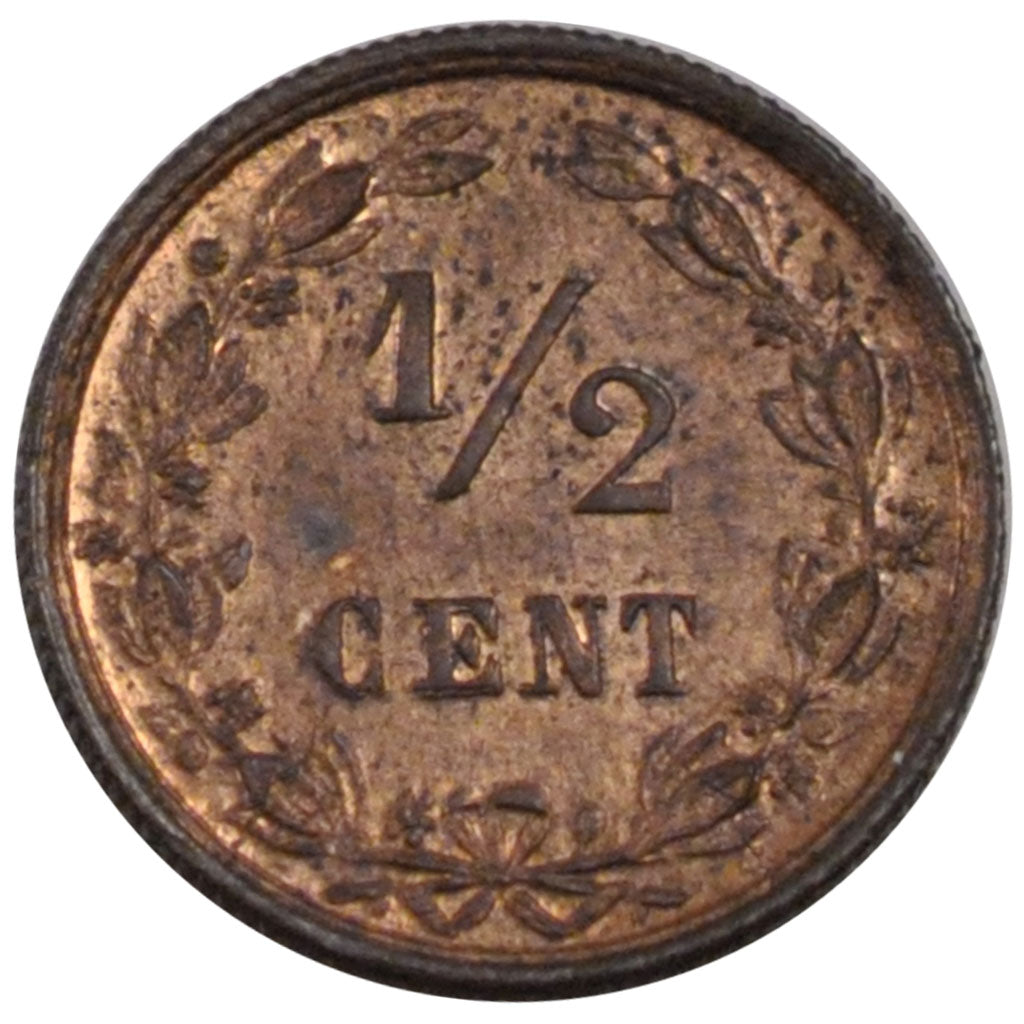 Coin, Netherlands, William III, 1/2 Cent, 1878, AU(55-58), Bronze, KM:109.1