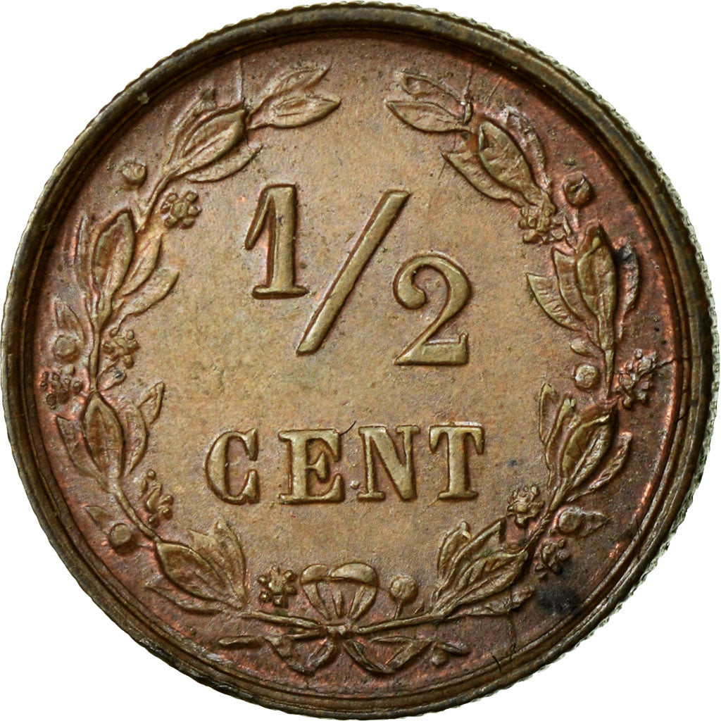 Coin, Netherlands, Wilhelmina I, 1/2 Cent, 1894, AU(55-58), Bronze, KM:109.2