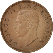 New Zealand, George VI, 1/2 Penny, 1941, AU(50-53), Bronze, KM:12