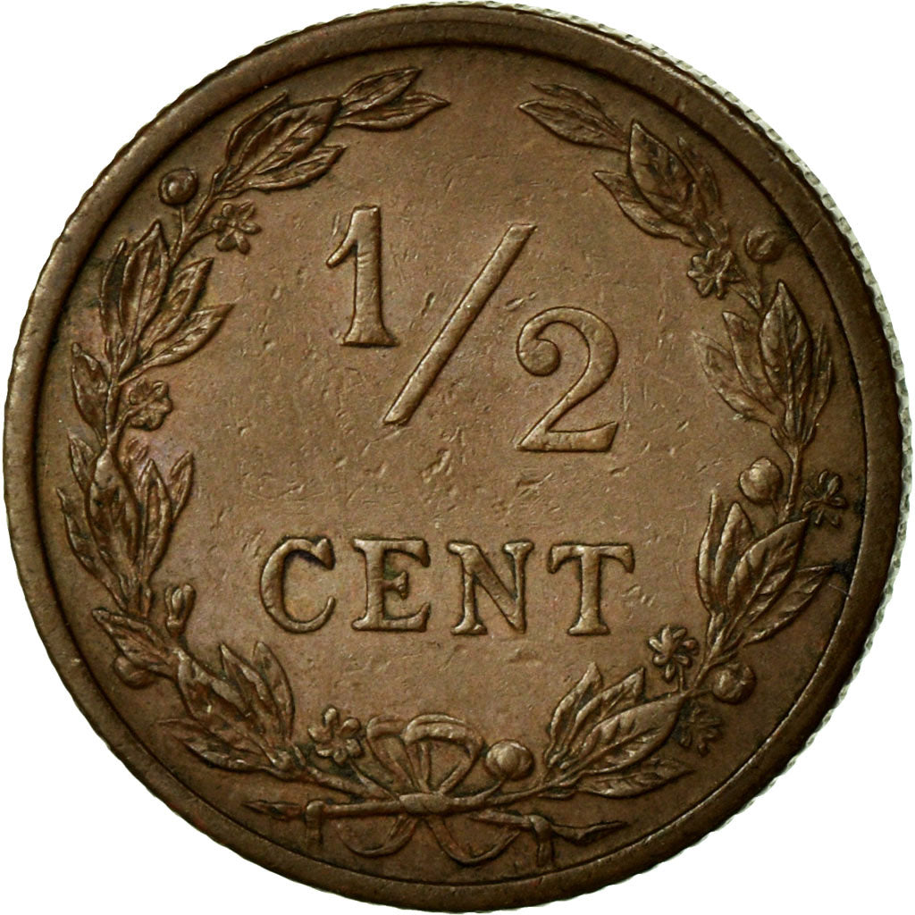 Coin, Netherlands, Wilhelmina I, 1/2 Cent, 1906, AU(55-58), Bronze, KM:133