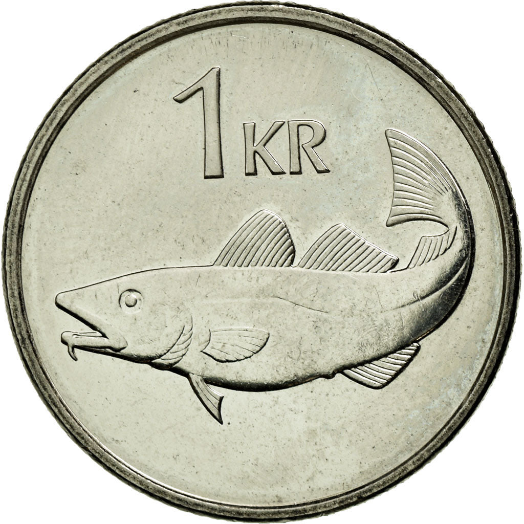 Coin, Iceland, Krona, 1991, MS(60-62), Nickel plated steel, KM:27A