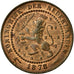 Coin, Netherlands, William III, Cent, 1878, AU(55-58), Bronze, KM:107.1