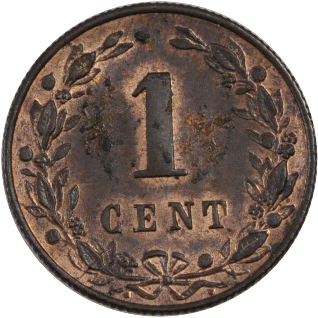 Netherlands, 1 Cent, 1884, KM #107, AU(55-58), Bronze, 2.29