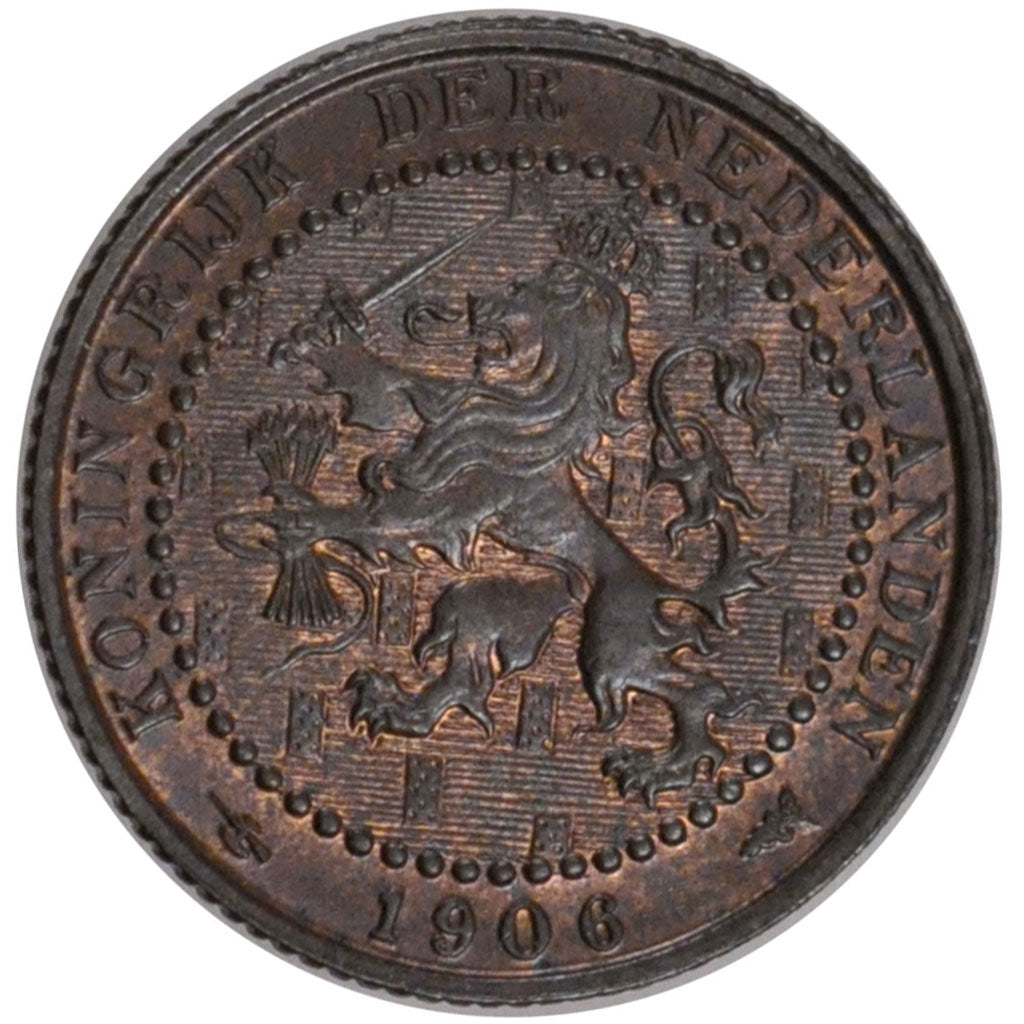 Netherlands, 1 Cent, 1906, KM #132, MS(60-62), Bronze, 2.50