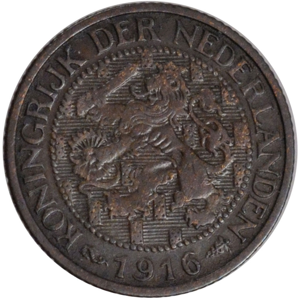 Coin, Netherlands, Wilhelmina I, Cent, 1916, AU(55-58), Bronze, KM:152