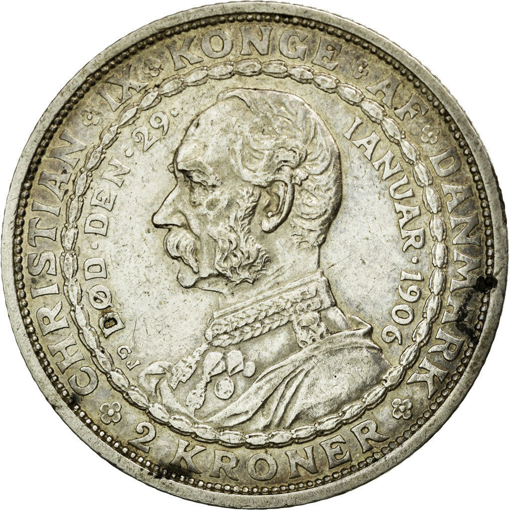 Coin, Denmark, Frederik VIII, 2 Kroner, 1906, Copenhagen, AU(50-53), Silver