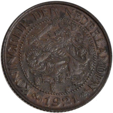 NETHERLANDS, Cent, 1921, KM #152, AU(55-58), Bronze, 19, 2.34