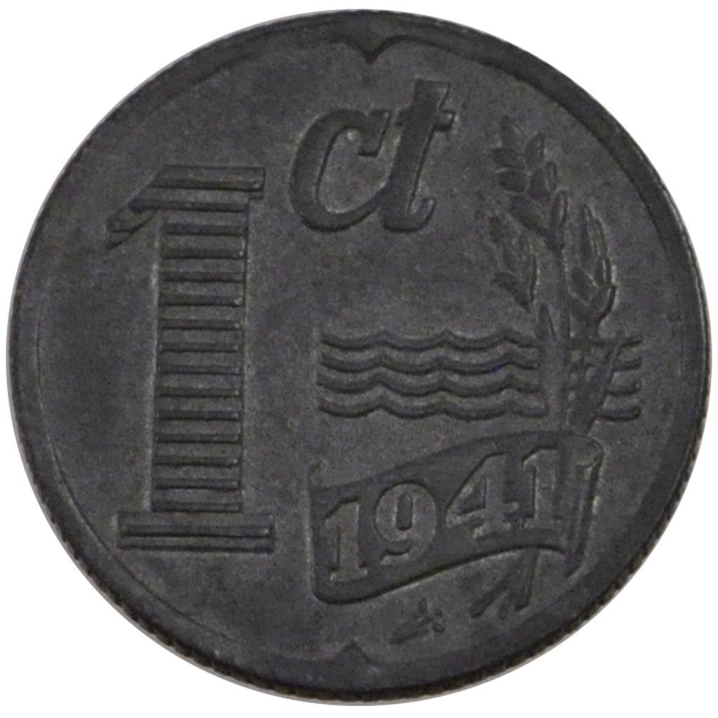 NETHERLANDS, Cent, 1941, KM #170, AU(55-58), Zinc, 17, 1.97