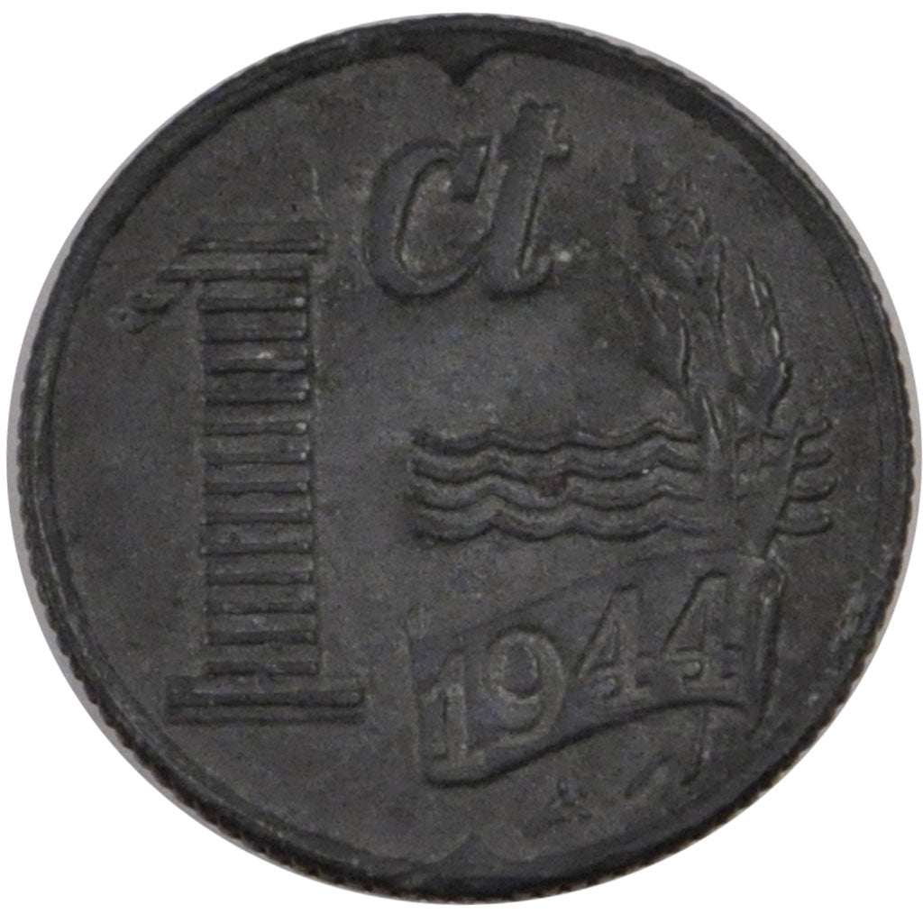 NETHERLANDS, Cent, 1944, KM #170, AU(50-53), Zinc, 17, 1.99