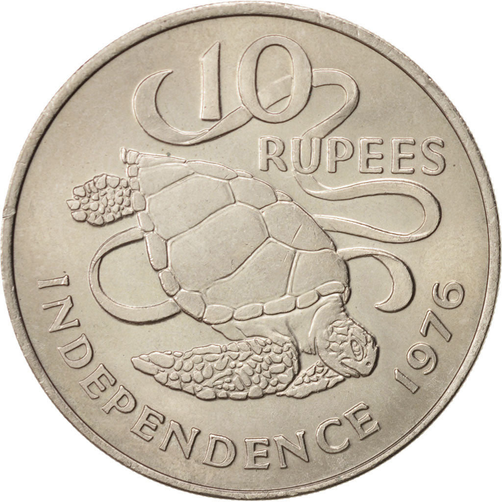 Seychelles, 10 Rupees, 1976, British Royal Mint, MS(60-62), Copper-nickel, KM:28