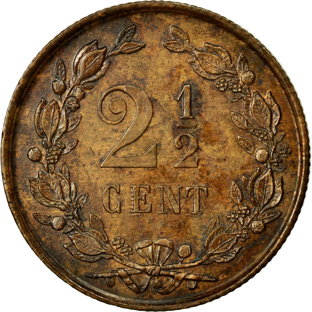 Coin, Netherlands, William III, 2-1/2 Cent, 1881, AU(55-58), Bronze, KM:108.1