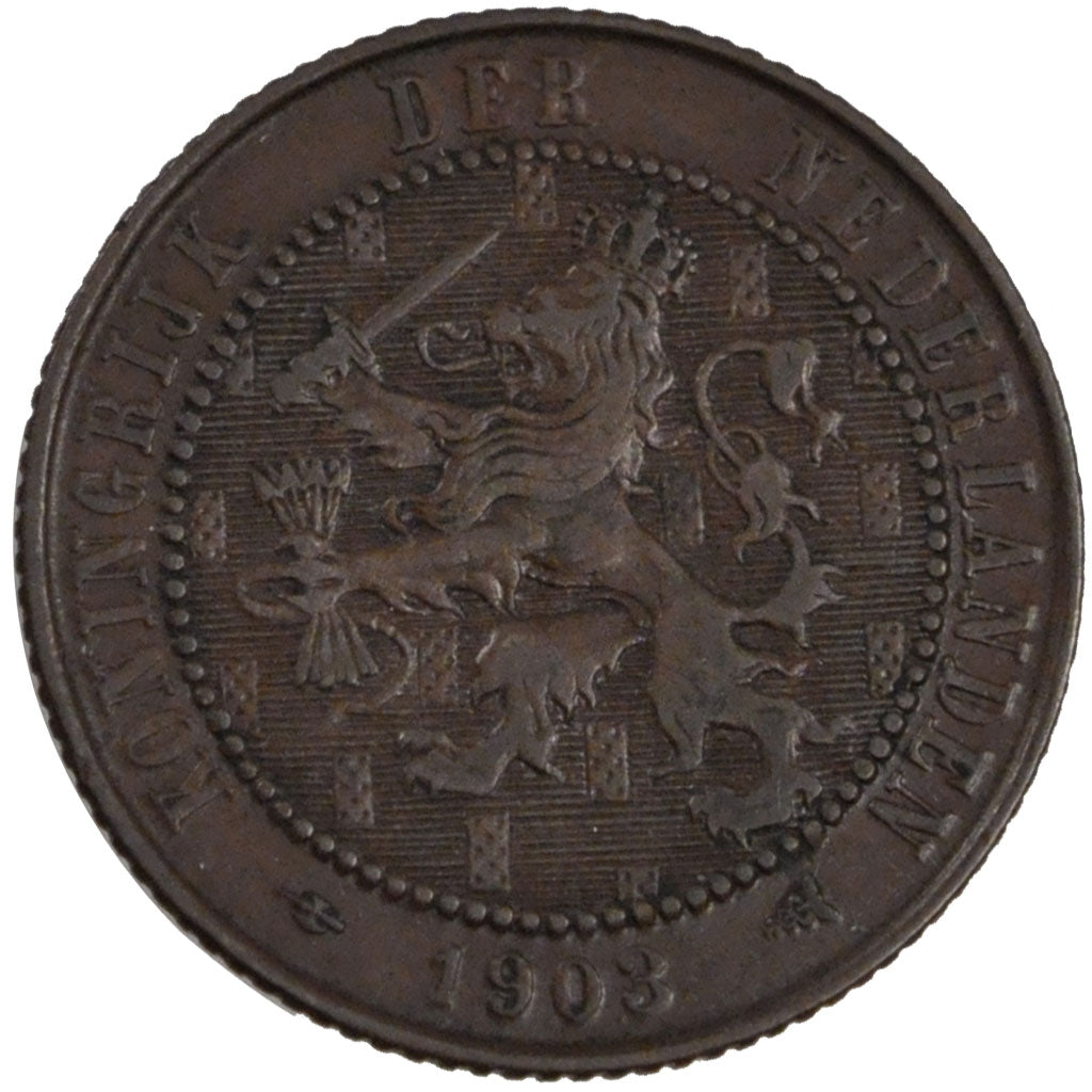 NETHERLANDS, 2-1/2 Cent, 1903, KM #134, AU(55-58), Bronze, 23.5, 3.91
