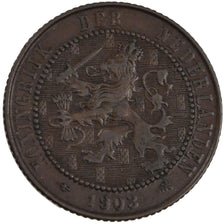 NETHERLANDS, 2-1/2 Cent, 1903, KM #134, AU(55-58), Bronze, 23.5, 3.91
