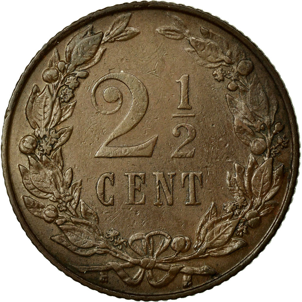 Coin, Netherlands, Wilhelmina I, 2-1/2 Cent, 1903, AU(55-58), Bronze, KM:134