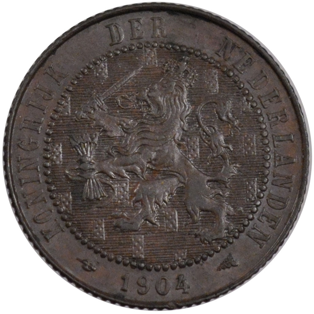Coin, Netherlands, Wilhelmina I, 2-1/2 Cent, 1904, AU(55-58), Bronze, KM:134