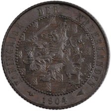 Coin, Netherlands, Wilhelmina I, 2-1/2 Cent, 1904, AU(55-58), Bronze, KM:134