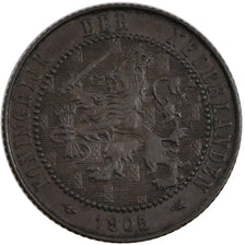 NETHERLANDS, 2-1/2 Cent, 1905, KM #134, AU(55-58), Bronze, 23.5, 3.94