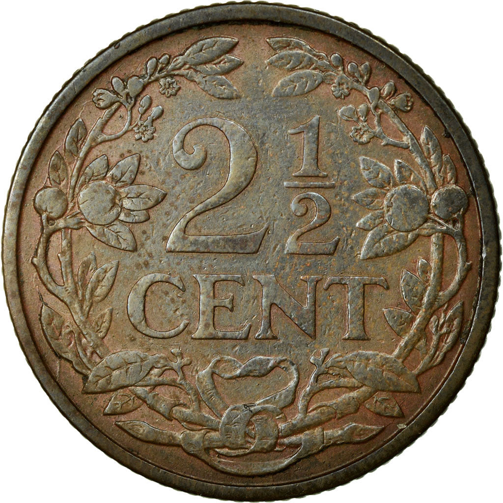 Coin, Netherlands, Wilhelmina I, 2-1/2 Cent, 1912, AU(55-58), Bronze, KM:150